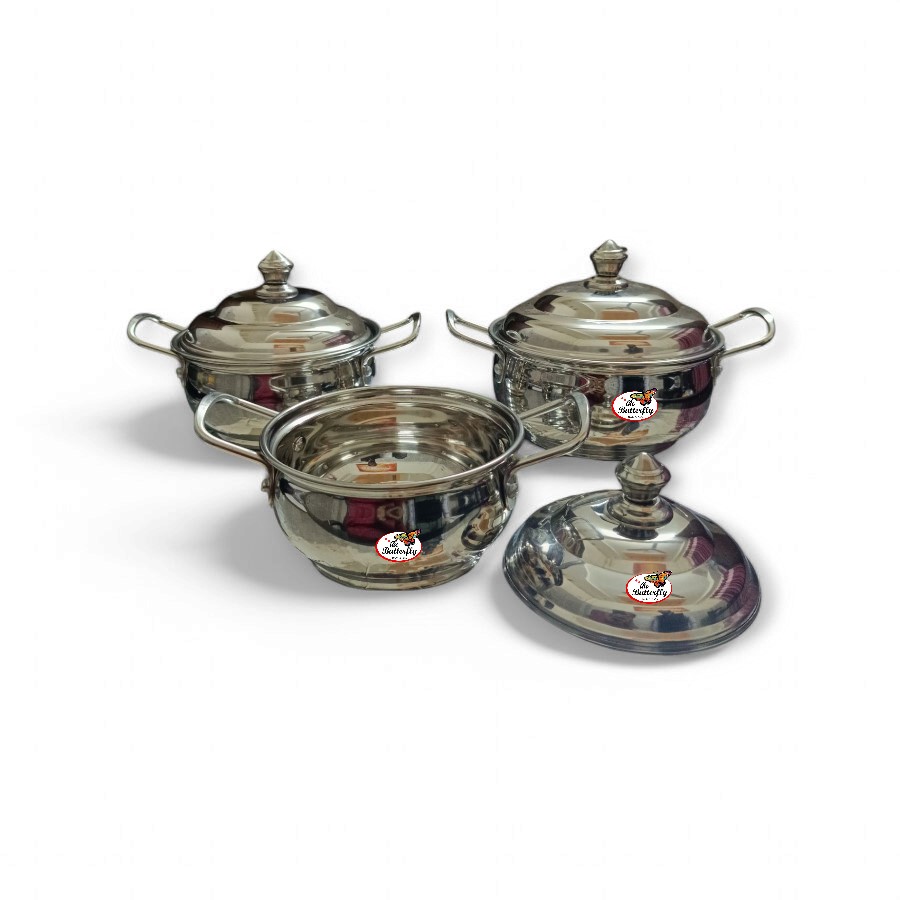 Stainless steel donga with lid for serving food