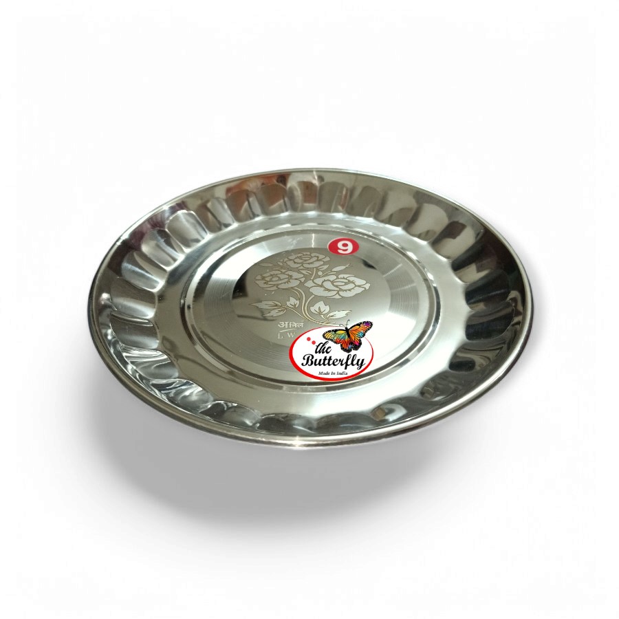 Stainless steel plate with laser tool touch pattern