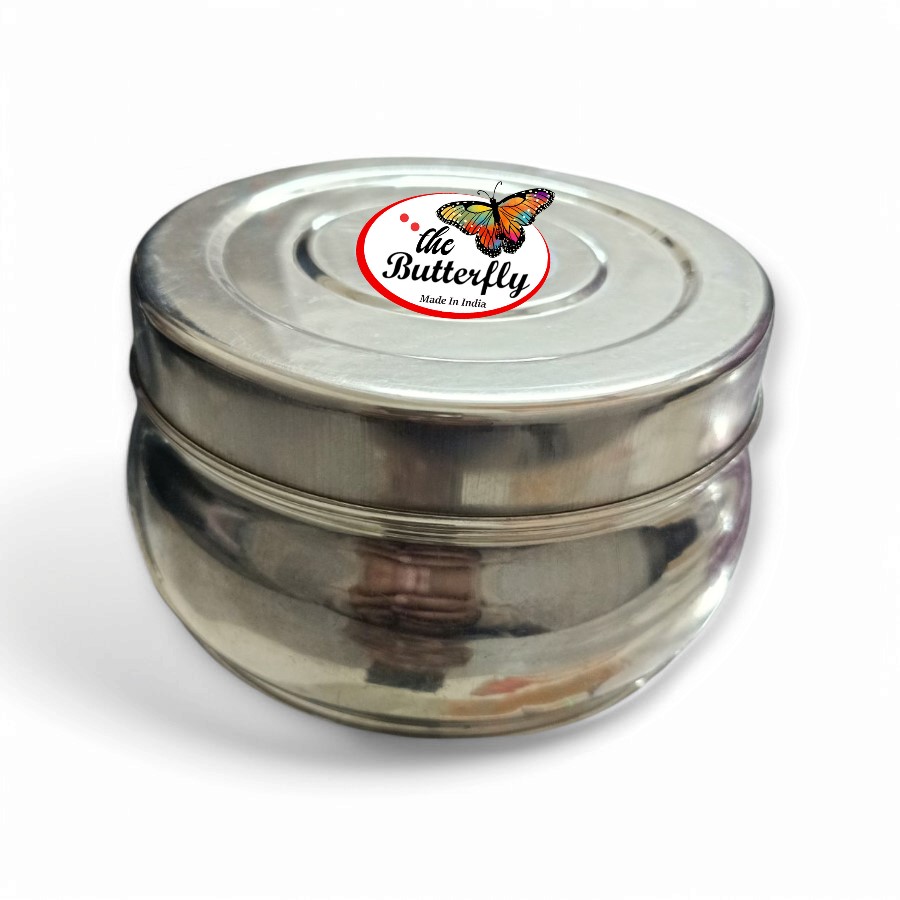Belly shape stainless steel puri dabba for food storage