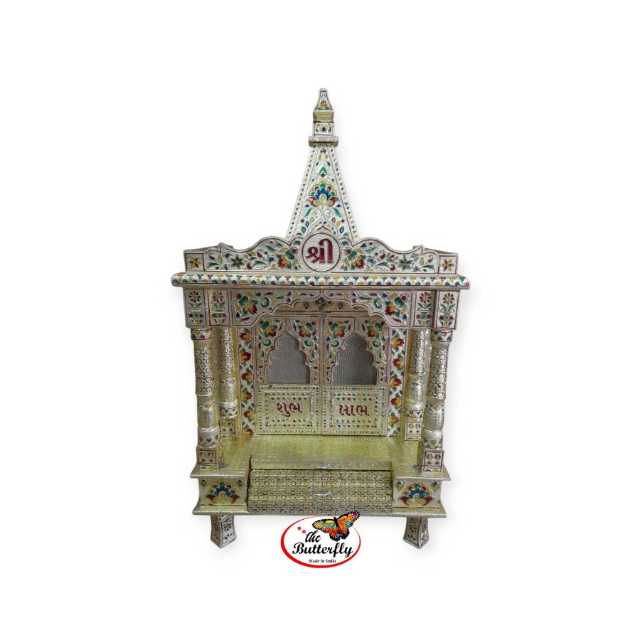 Wooden pooja temple with premium gold finish