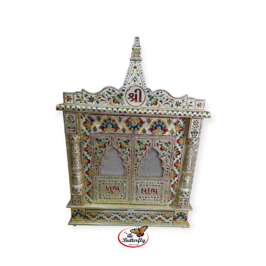 30 inch wooden pooja mandir with premium gold polish