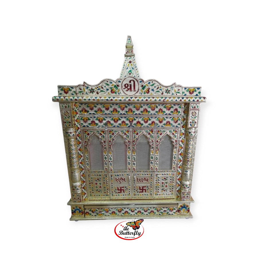 33 inch wooden home temple with detailed gold mina artwork