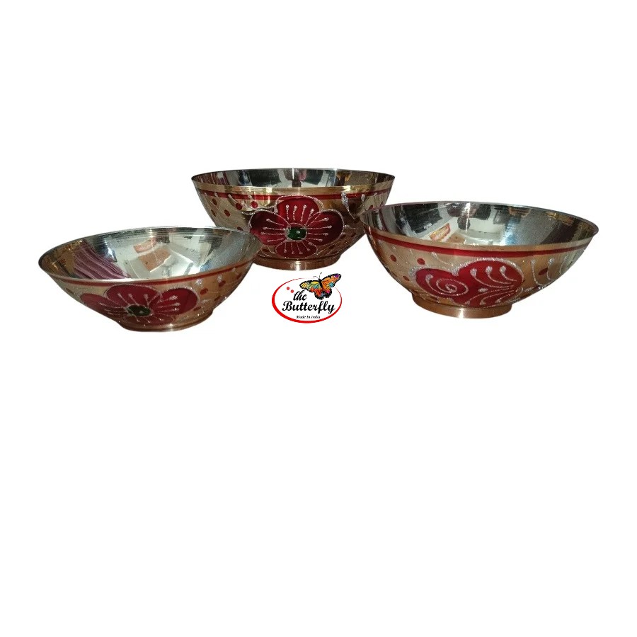 Decorative brass bowl with meena work