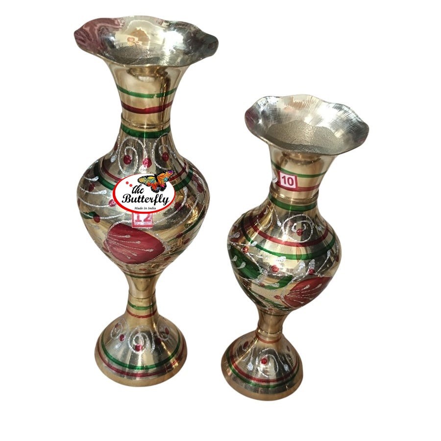 Kashmiri fold design brass meena vase