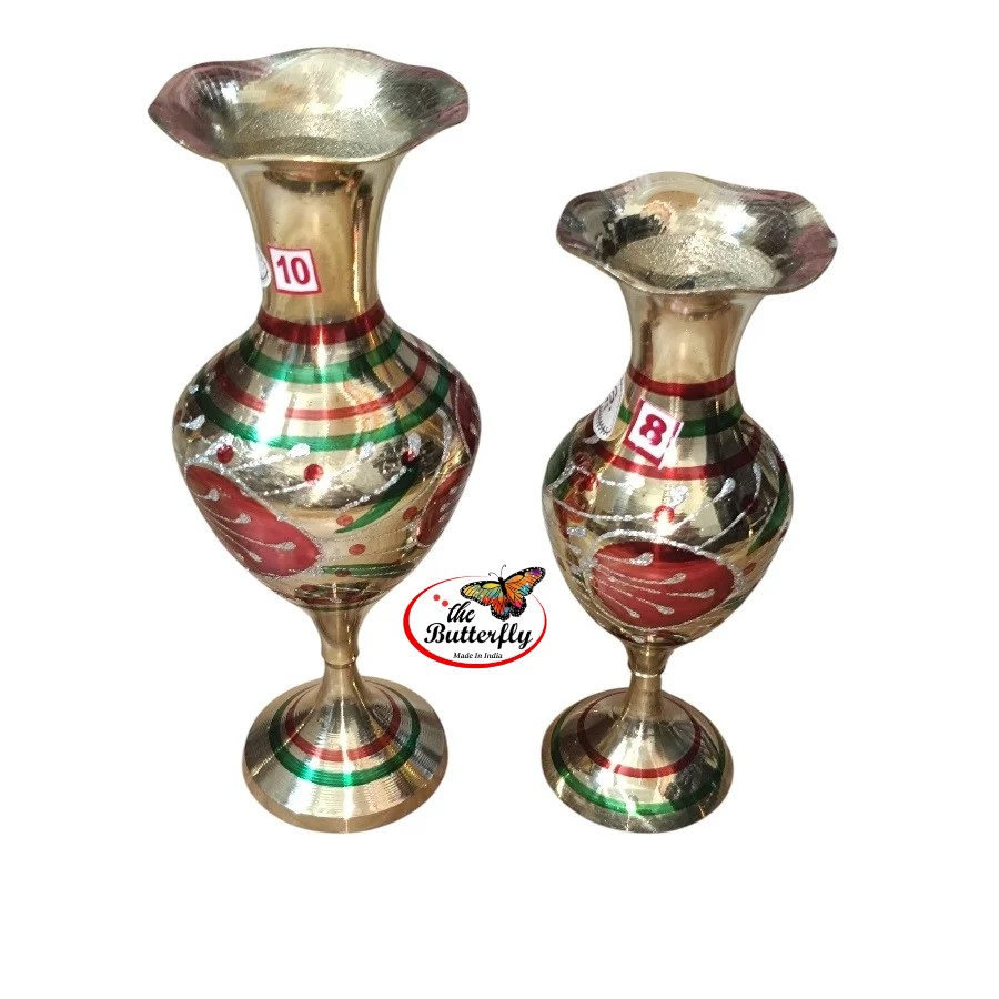 Traditional Kashmiri meena brass vase