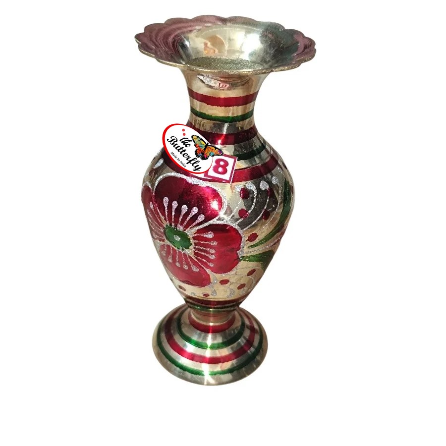Champa style meena brass flower vase
