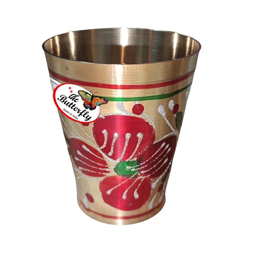 Decorative brass tumbler with meena work
