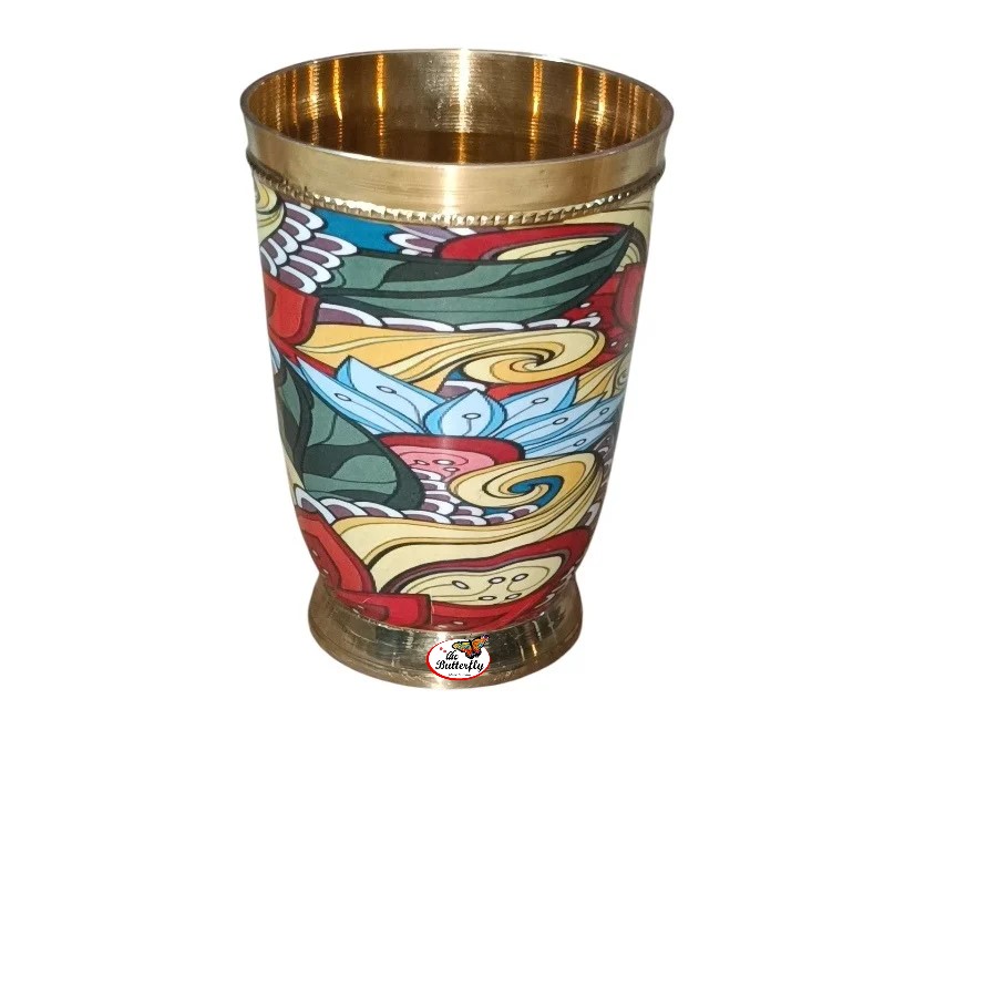 Dana meena work brass tumbler glass