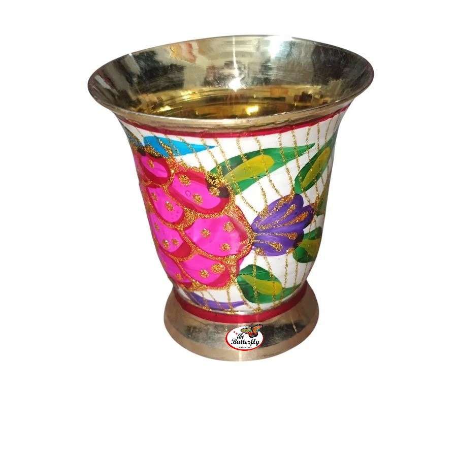 White lemon design glass tumbler