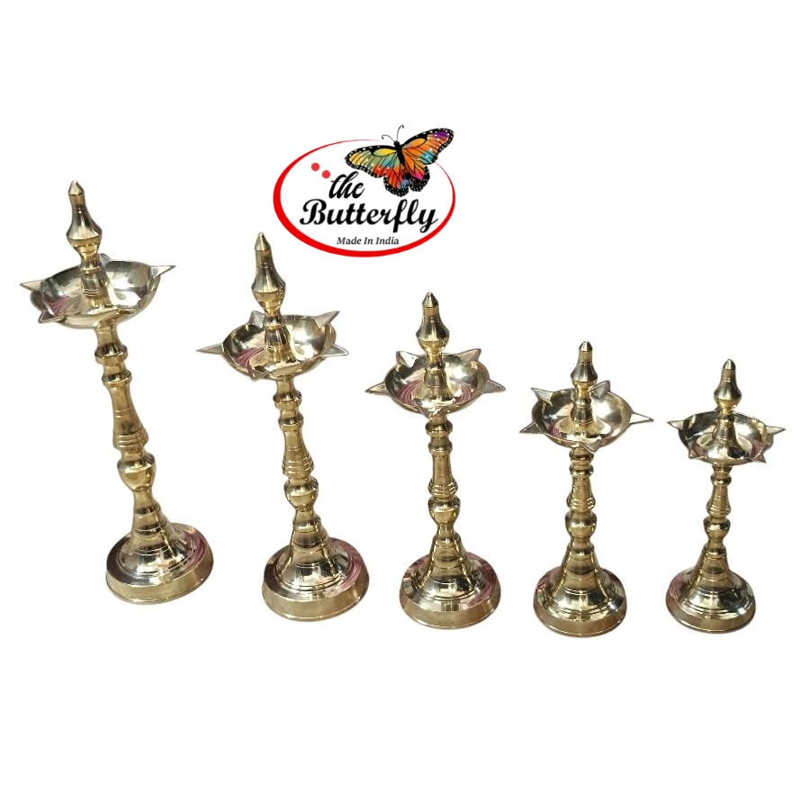 Traditional brass Kerala diya for temple