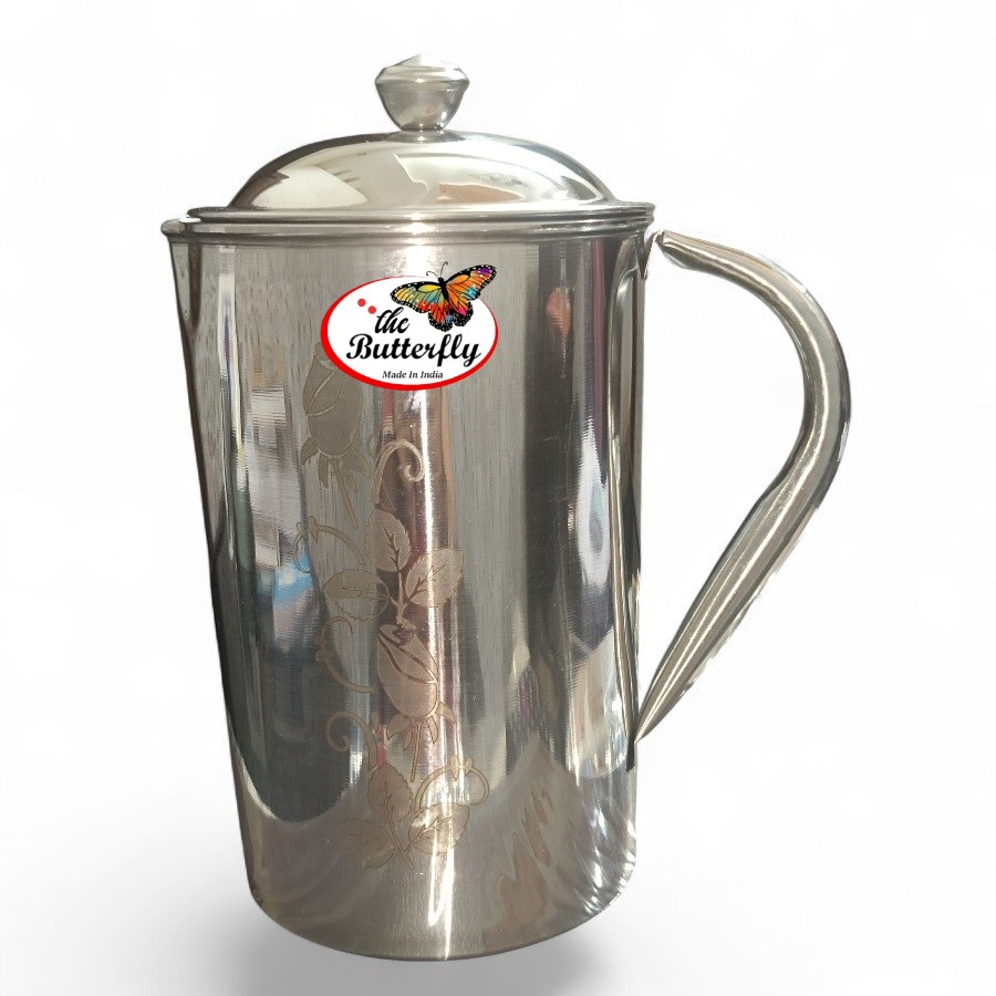 Plain laser stainless steel jug with lid