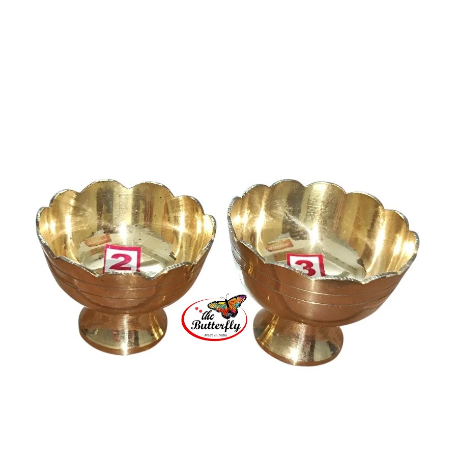 Lotus design brass diya for worship