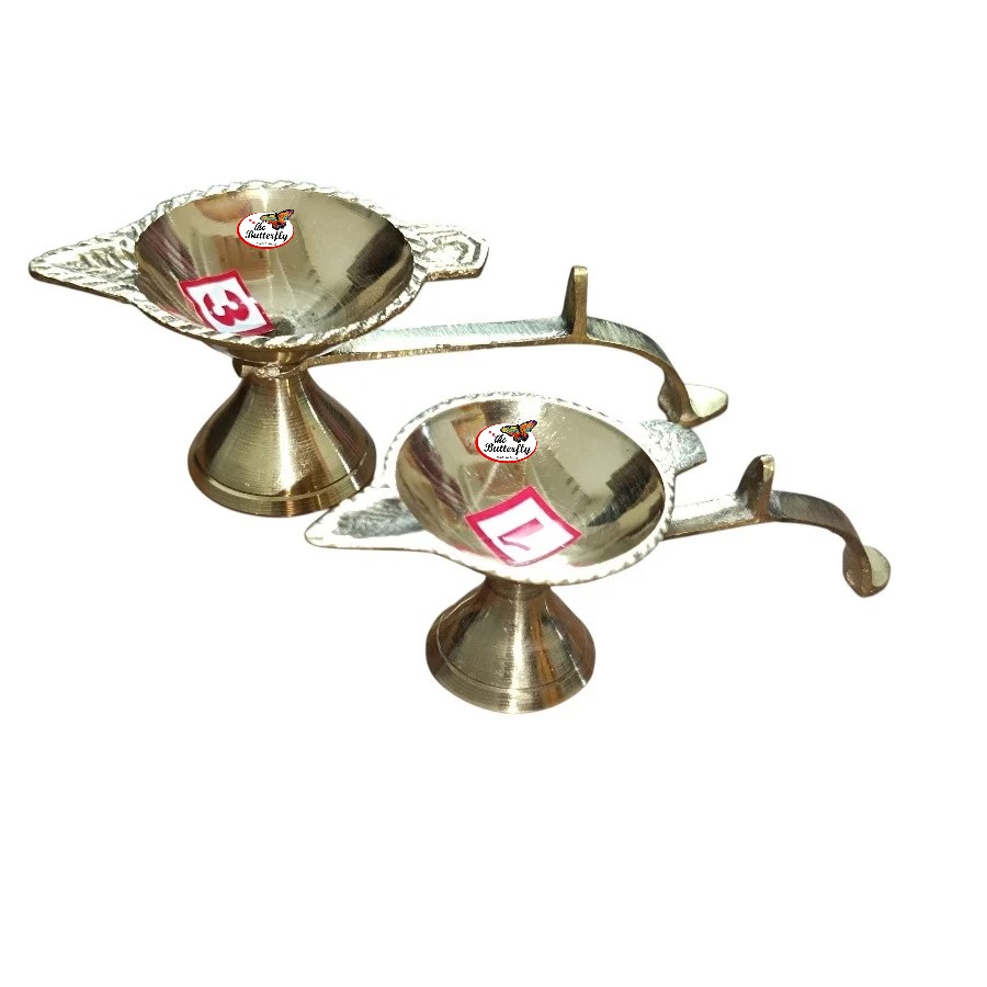 Single wick brass arti diya for pooja