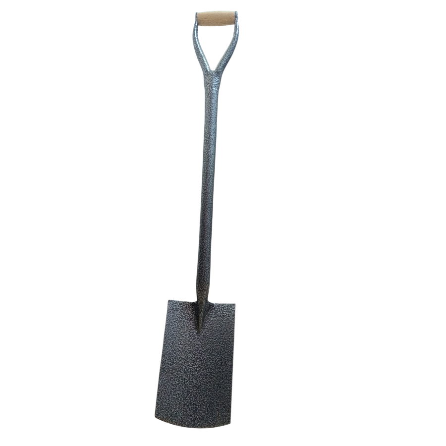 Heavy digging spade with metal handle and D grip