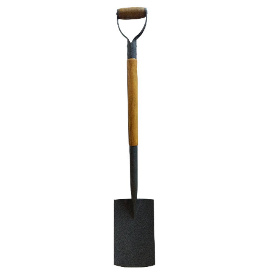 Digging spade with durable wooden handle