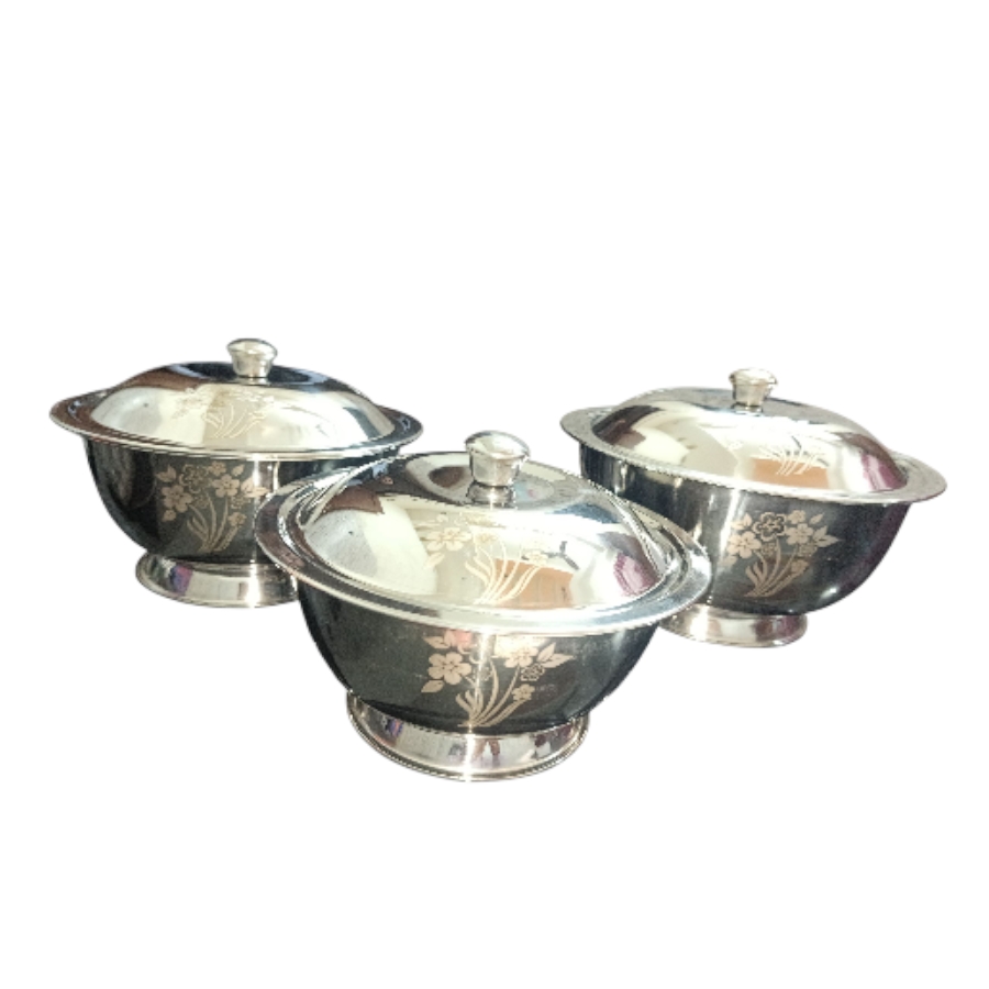 Muglai style stainless steel handi donga set with laser design