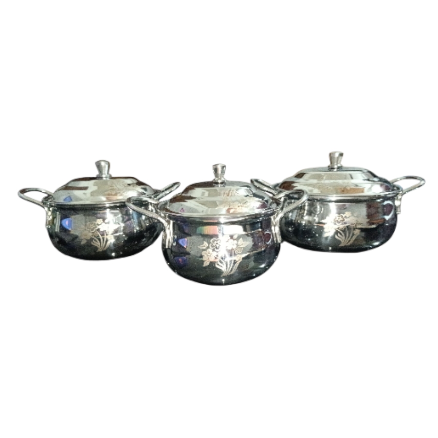 Kitchen handi set with lid for storage and serving