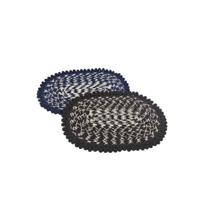 Oval braided polyester door mat for home entrance