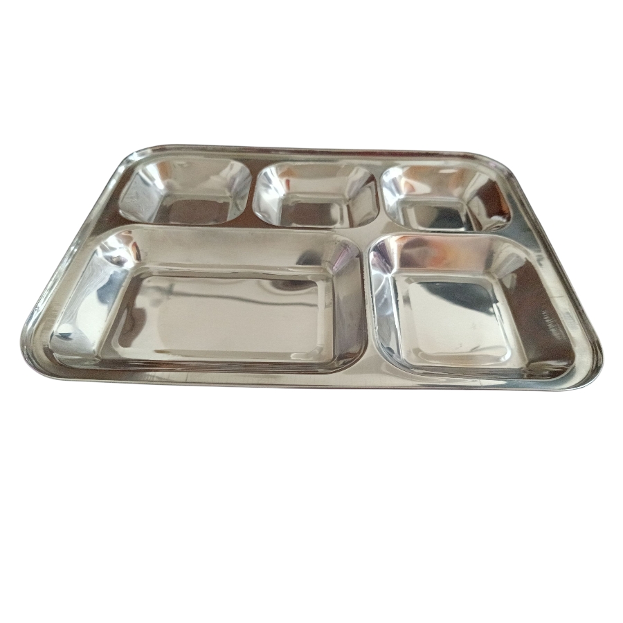 Durable stainless steel 5 section meal plate