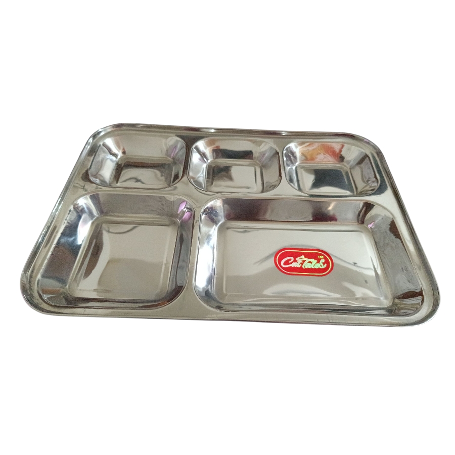 Stainless steel 5 compartment partition plate for dining