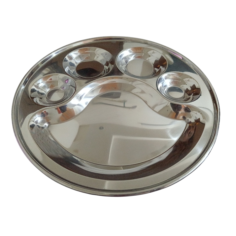 Smiley design stainless steel kids partition plate