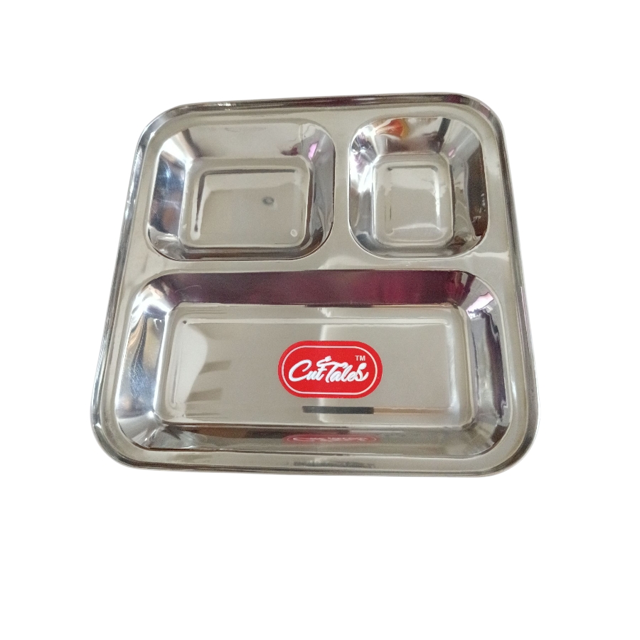 Compartment stainless steel plate for daily use