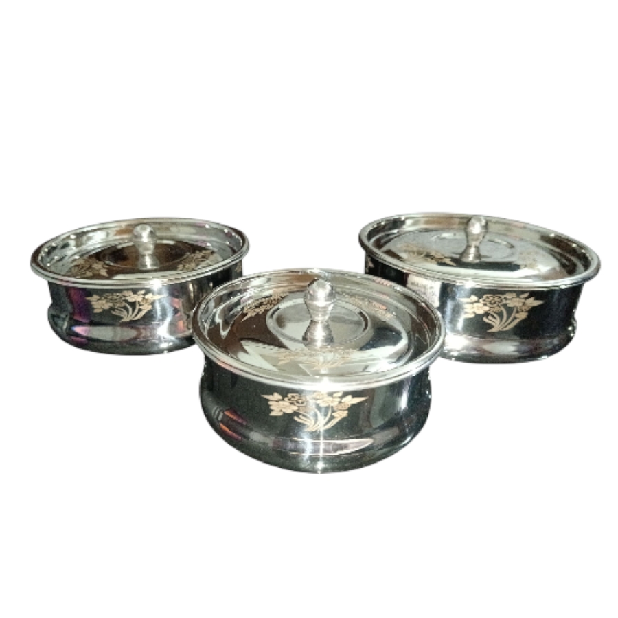 Steel handi set with lid for serving food