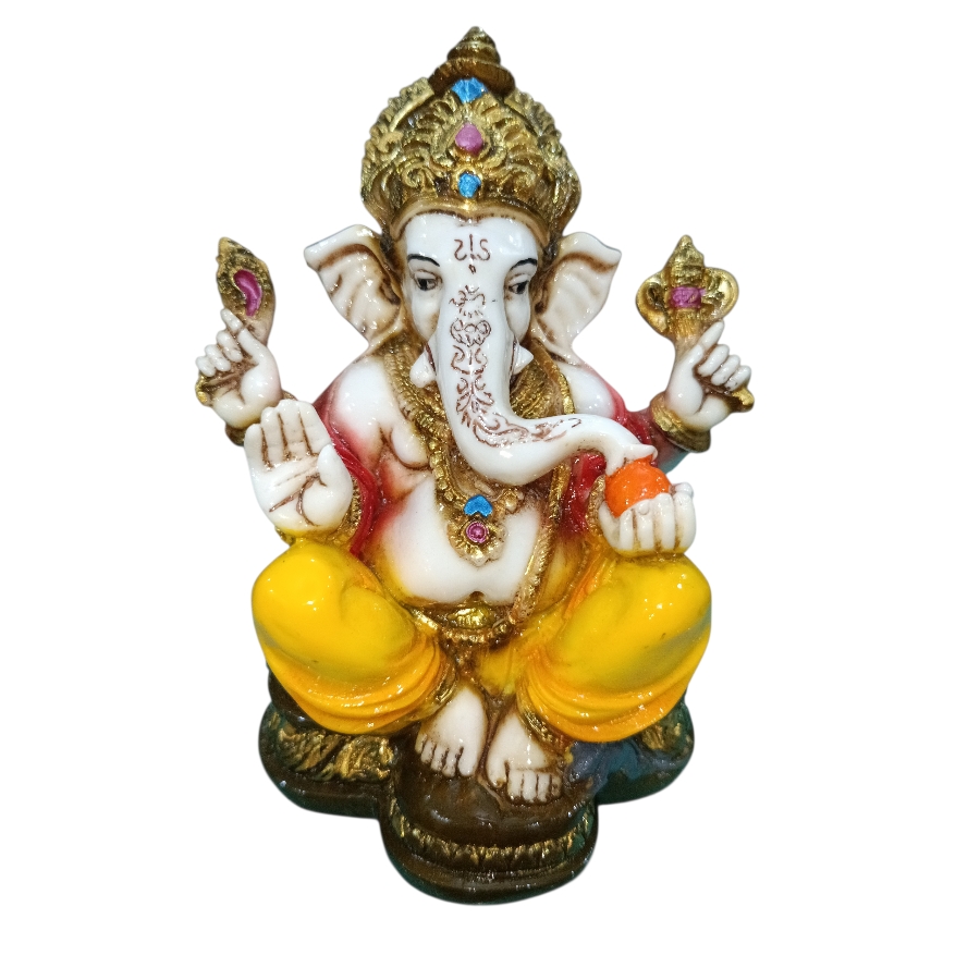 Red Polystone Ganesh statue symbolizing energy and success