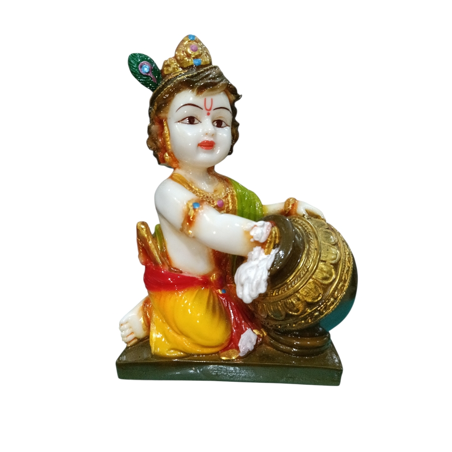 Polystone Makhan Chor Krishna statue depicting divine innocence