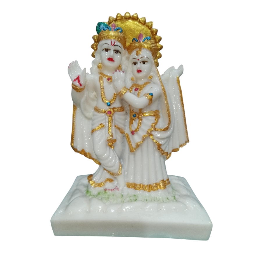 White Polystone Radha Krishna statue for peaceful décor