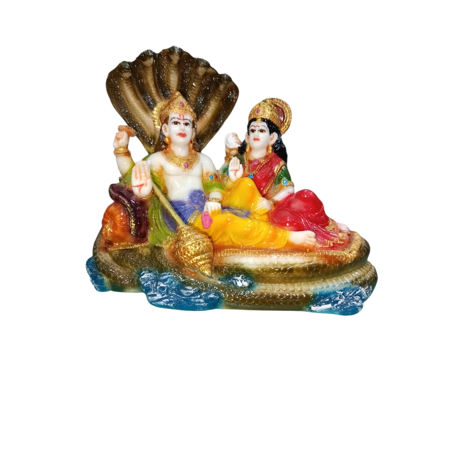 Polystone Vishnu Laxmi statue symbolizing prosperity