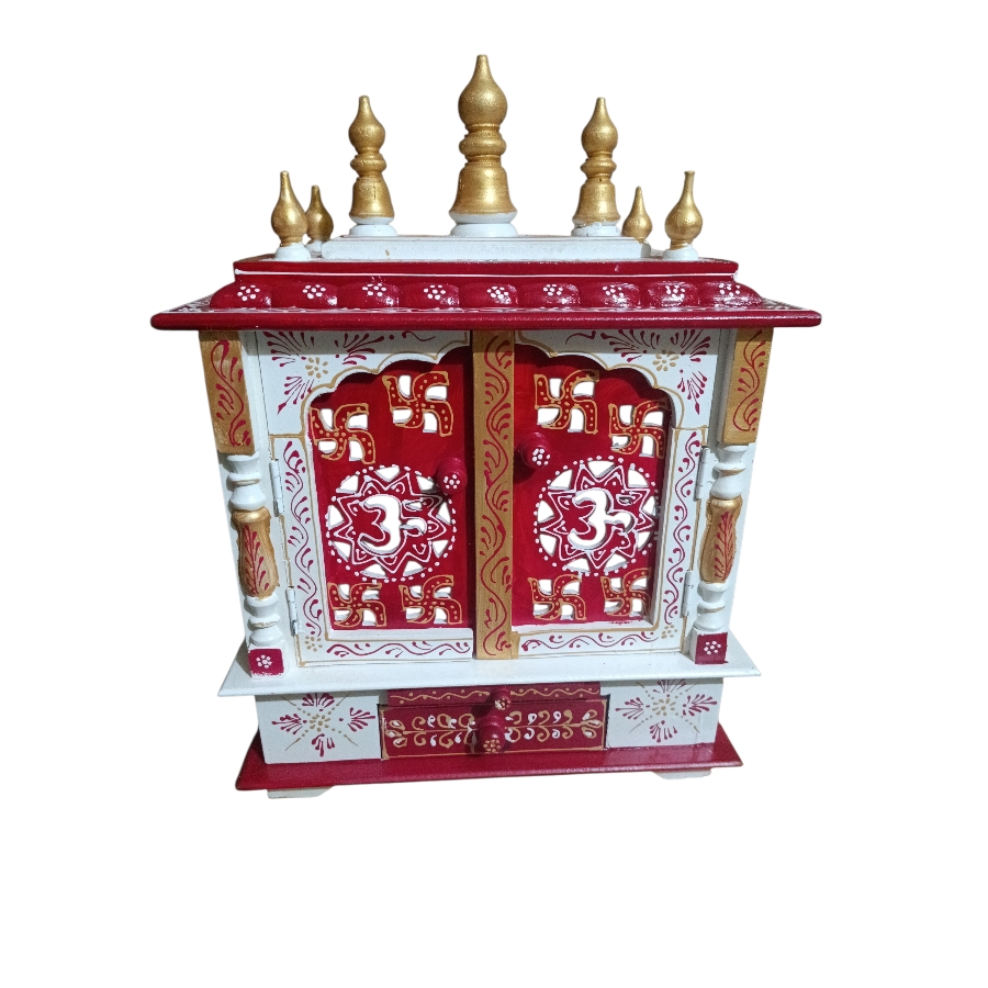 Traditional wooden mandir for home décor and puja