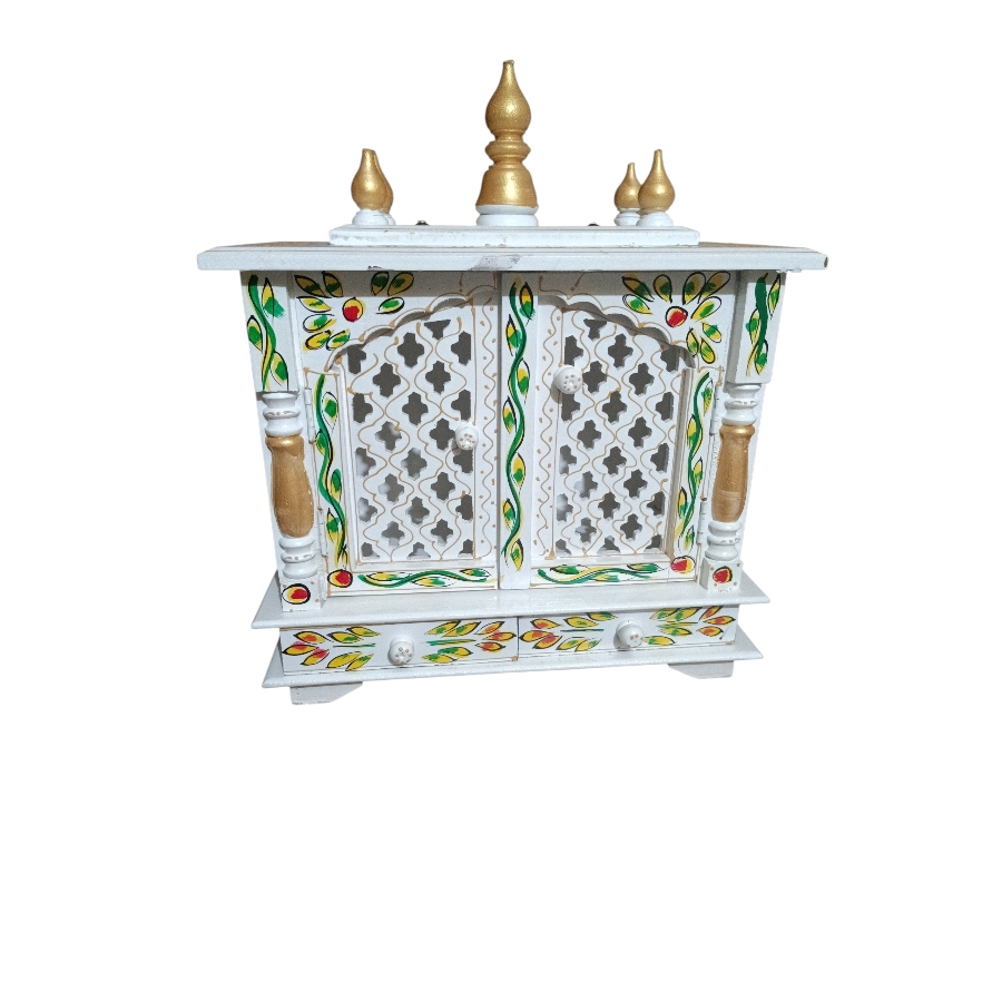 Wooden temple with door for secure home worship temple